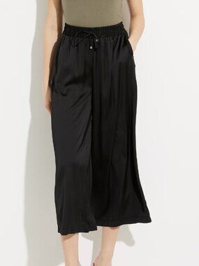 NWT! Joseph Ribkoff Satin Wide-leg Cropped Pants Elastic Waist Size 12 Ret $174